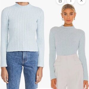 cupcakes & cashmere Light Blue Ribbed Turtleneck Sweater